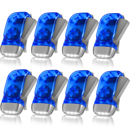 8 Pack Hand Crank Flashlight 3 LED Flashlight Powerful Emergency Safety Tool No Battery Required for Camping, Hiking, Outdoor Sports and Home Power Outage (Blue)