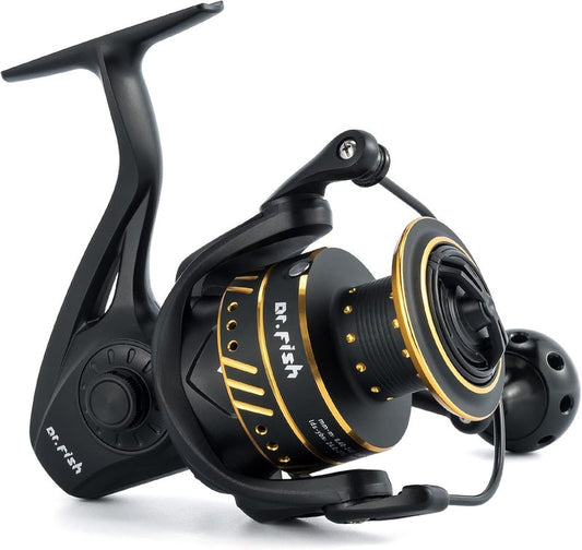 Dr.Fish Poseidon Spinning Reel - 9+1 Ball Bearings, Graphite Body, 25LB Drag | Saltwater & Freshwater Fishing