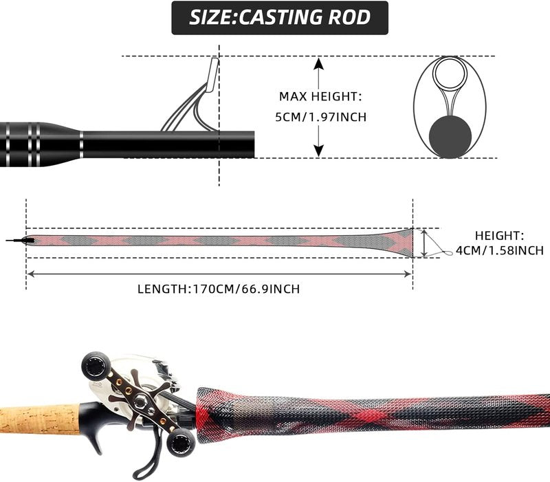 Fishing Rod Sleeve - Braided Mesh Protector for Spinning, Casting, Ice, Fly & Spey Rods | Durable Fishing Tool