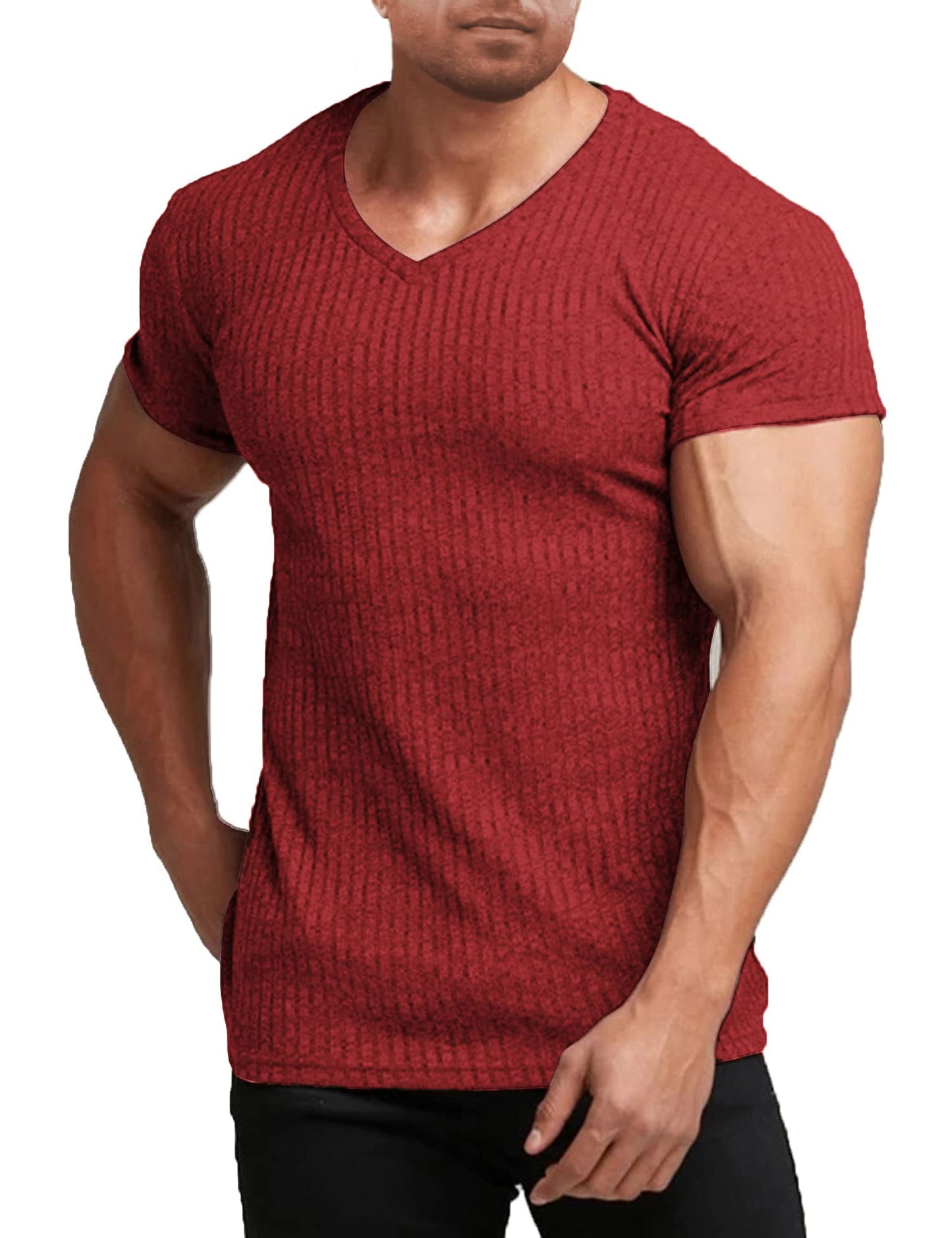 COOFANDY Men's Gym Workout T Shirt Short Sleeve Muscle Cut Tee Shirts Bodybuilding Training Fitness Tee Tops (Red, XX-Large)