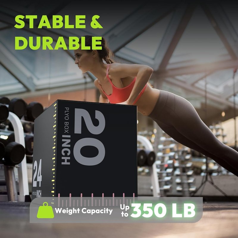 3-in-1 Plyometric Box - Jumping Exercise Equipment with Non-Slip Surface for Home Gym | Pro-Duty HIIT Foam Trainer