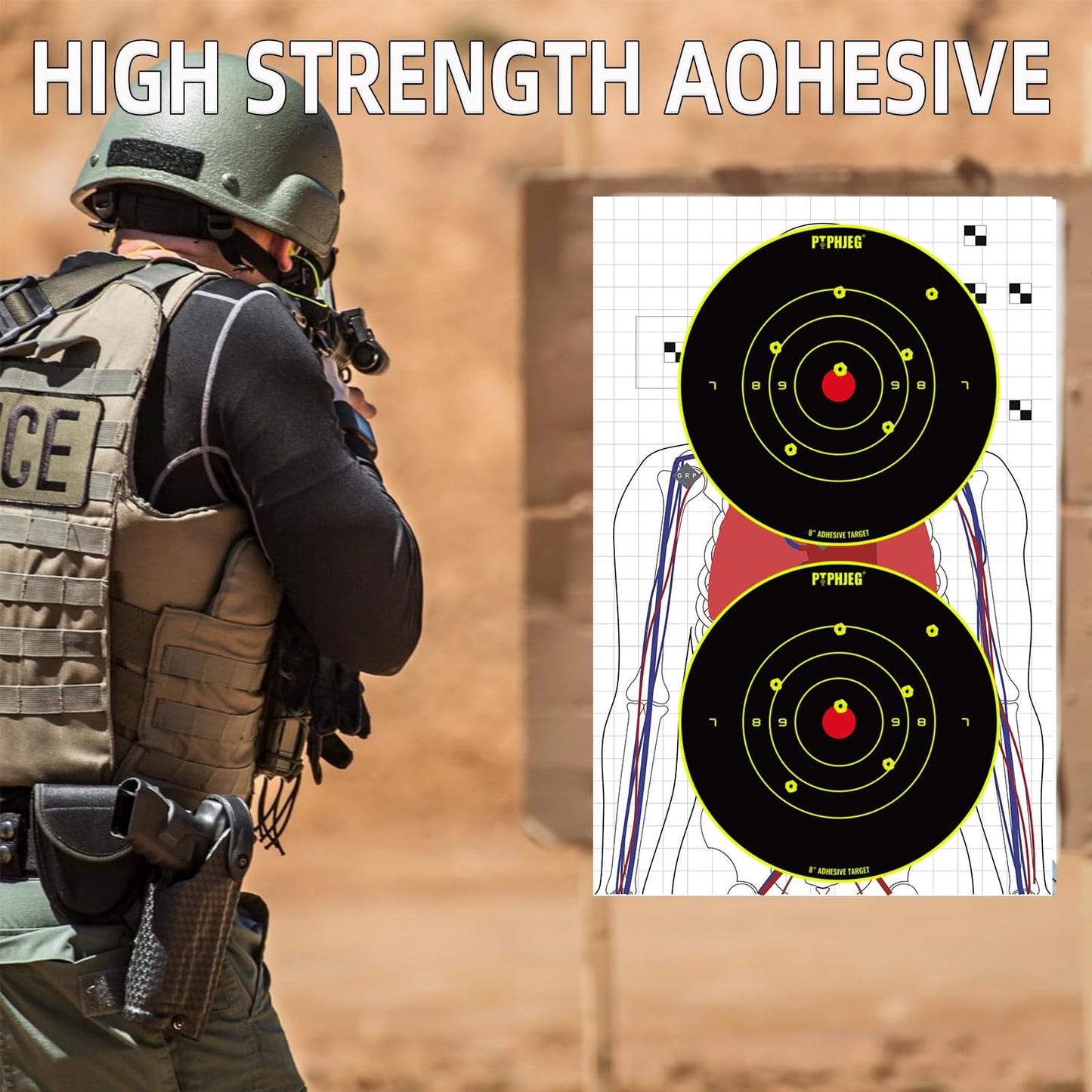 PTPHJEG Bright Fluorescent Yellow Adhesive Splatter Shooting Targets 8x8 Inches (50 Pack)