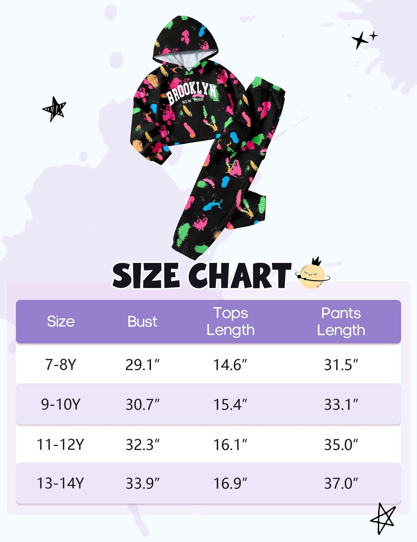 CRISONE Clothes for Girls 10-12 Girls Outfits Size 10-12 Brooklyn Sweatshirts Crop Hoodies for Teen Girls Joggers Pants Cute Girls' Clothing Sets Girls Winter Outfits