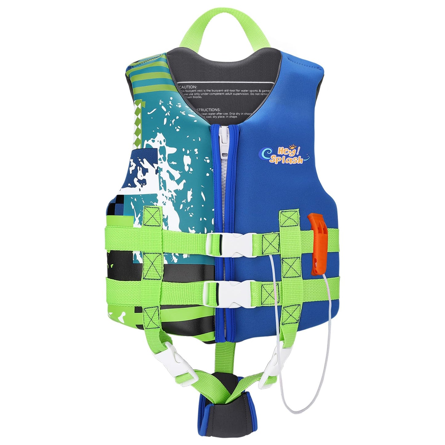 HeySplash Toddler Swim Vest, Kids Swimming Jacket Toddler Floaties with Adjustable Strap, Float Jacket for Puddle Pool Jumper, Beach, Boating, Learn to Swim Aid Fits 6-9Years/50-80Lbs, Indigo