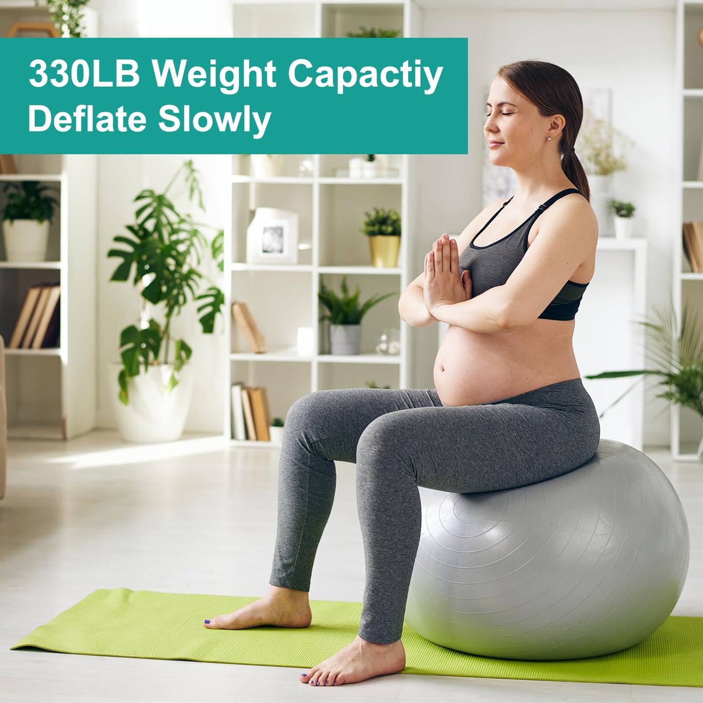 YELARXI Yoga Ball, Exercise Ball 25.6" & PVC & Pink Anti-Slip Stability Pilates Extra Thick Birth Workout with Pump - Fitting for (Gym Balance Fitness Core Workout)