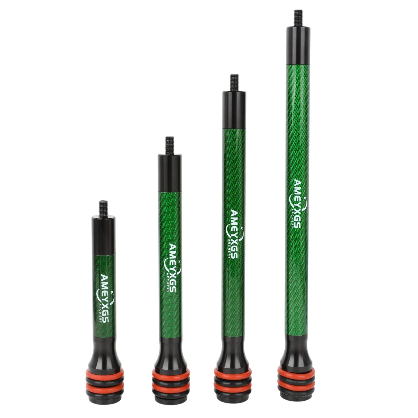 AMEYXGS 6/8/10/12 Inch Archery Bow Stabilizer Carbon Fiber Balance Bar Rod Side Rod Stabilizer Dampen Weight for Compound Bow Recurve Bow Accessory (Green, 10 Inch)