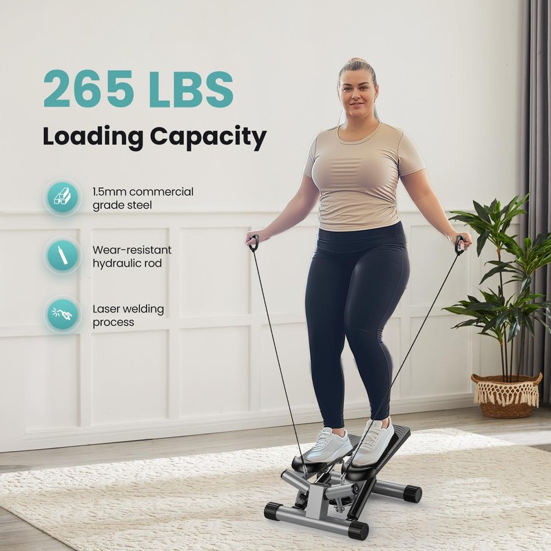 OLIXIS Stepper for Exercise, Stair Step Workout Machine with Resistance Bands, Mini Stair Stepper at Home Workout Equipment with 265 LB Load Capacity,Fitness Stepper with LCD Monitor