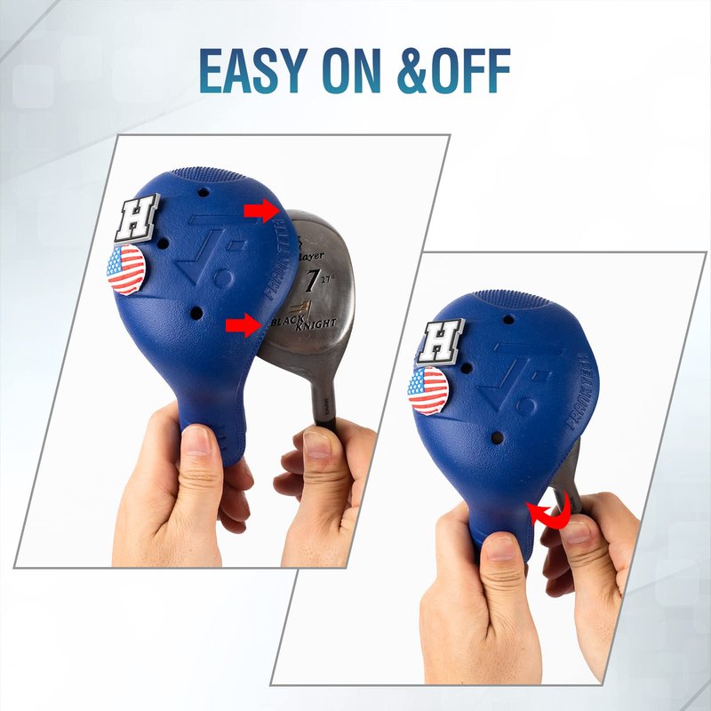 FRANKTECH Golf Club Covers 4pcs and 25pcs Funny Pins, Plastic Golf Head Covers for Driver Fairway Woods Hybrid, Driver Headcover Fit All Right-Handed Golf Clubs, Easy On Off, Washable, Funny