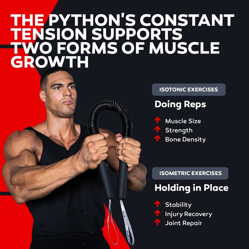 Python Power Twister Bar - Upper Body Exercise for Chest, Shoulder, Forearm, Bicep and Arm Strengthening Workout Equipment by Core Prodigy (40-100 lb)