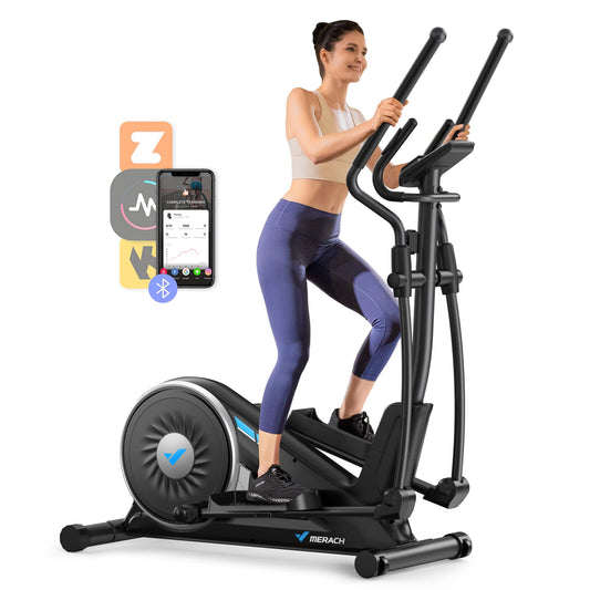 MERACH Elliptical Machine, Elliptical Exercise Machine for Home with Hyper-Quiet Magnetic Drive System, 16 Levels Adjustable Resistance, MERACH App, 350 LBS Weight Capacity