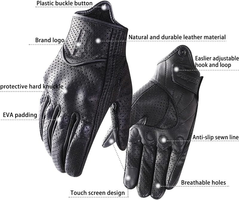 Leather Motorcycle Gloves for Men - Touchscreen GM028 | Durable & Stylish Riding Gear