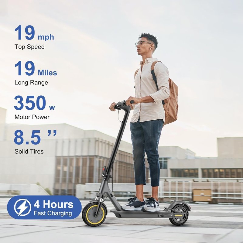 NAVIC Electric Scooter for Adults - Dual Suspension E-Scooter with 19/22 MPH Speed | 8.5”/10" Tires, APP Control