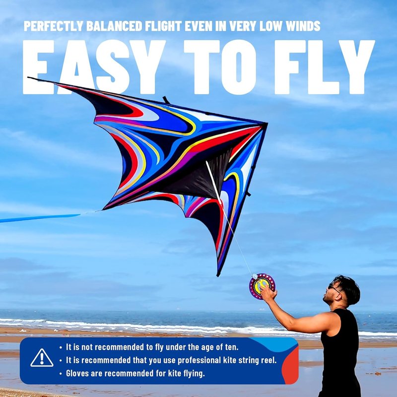Delta Kite for Kids & Adults - Easy to Fly Beginner Kite for Beach & Outdoor Fun | Perfect for Family Activities