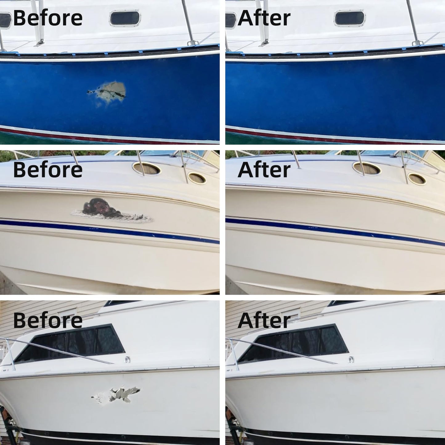 Globalcom Fiberglass Boat Repair Kit, (Color Match) Gel Coat Repair Kit for Boats, Marine Fiberglass Repair Kit for Boats, Epoxy Filler for Boats, Fiberglass Repair Kit Fix Holes Chips Pit Cracks