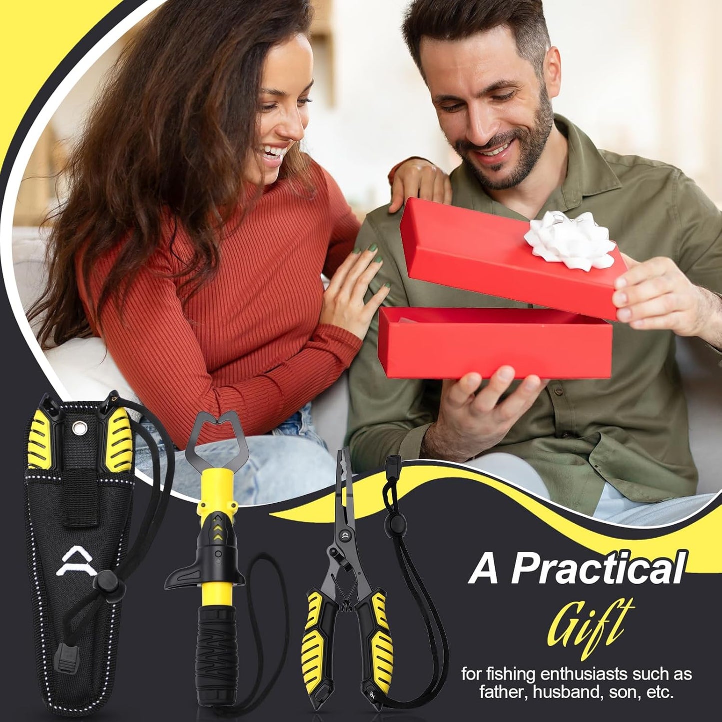 Fishing Lip Gripper Pliers - Stainless Steel Multifunction Tool Kit with Lanyard | Perfect for Fly Fishing & Easter Gifts