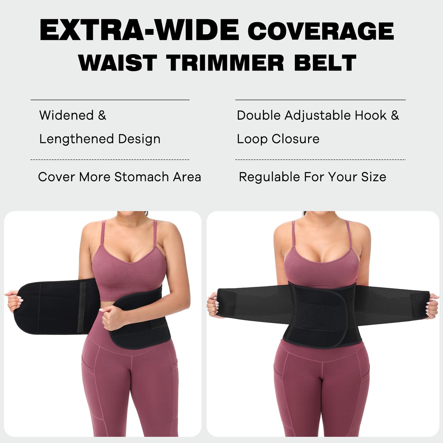 VENUZOR Waist Trainer Belt for Women - Waist Cincher Trimmer - Slimming Body Shaper Belt - Sport Girdle Belt (UP Graded)(Black,Medium)