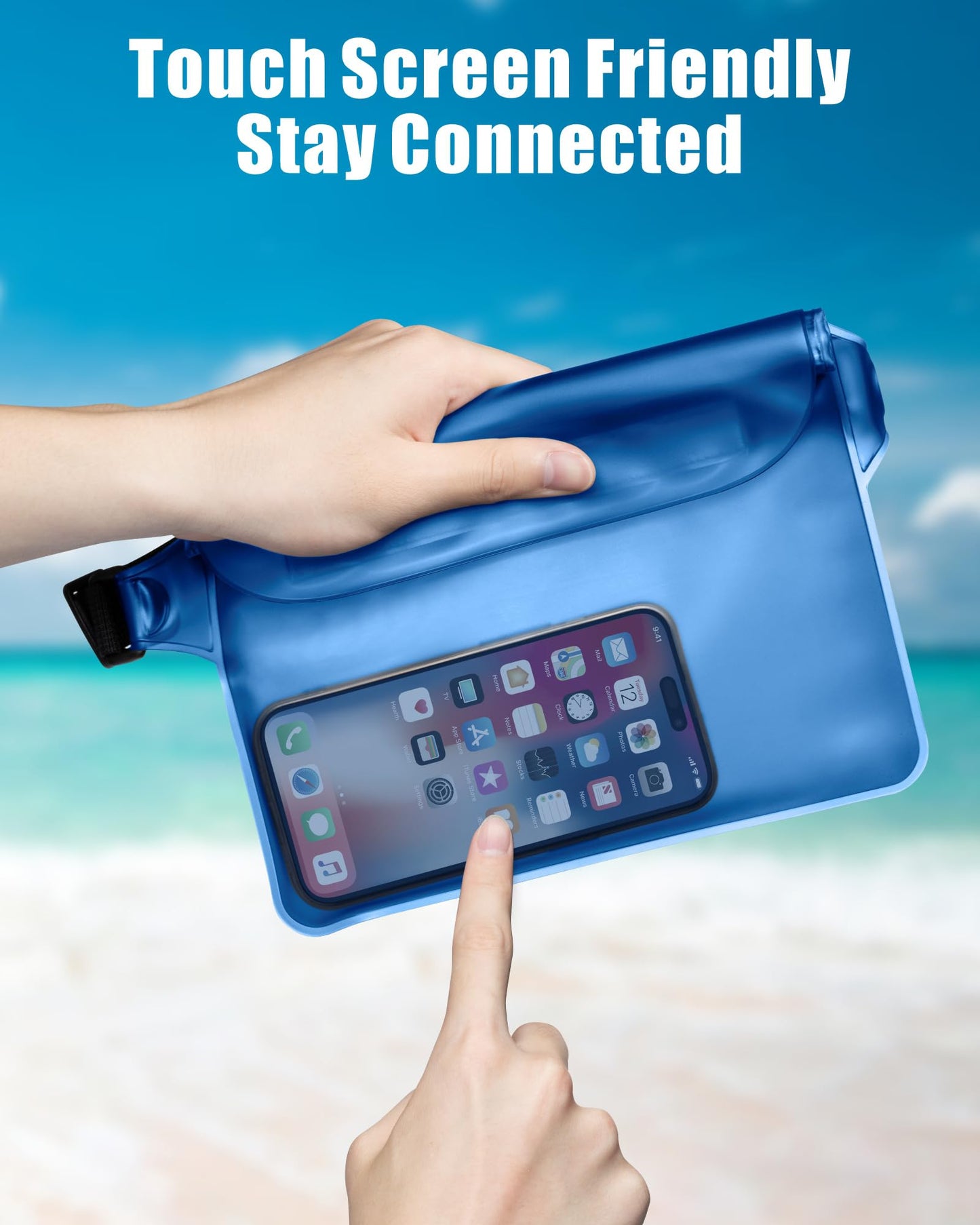 F-color Waterproof Fanny Pack - Cruise Essentials 2026 - Waterproof Pouch with Adjustable Waist Strap, Triple Zipper Roll-Top Dry Bag for Phone, Keep Passport Valuables Dry for Beach Kayaking Boating