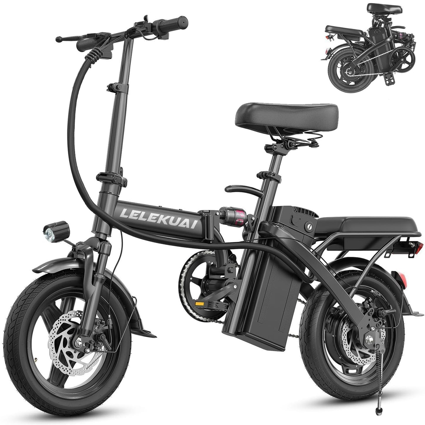 Electric Bike for Adults and Teens, Folding Ebike,Commuter City Foldable E Bike with 560W Motor and 48V 10Ah Battery, 24 MPH Speed Pedals Assist, Dual Disc Brakes,14" Compact Electric Bicycle