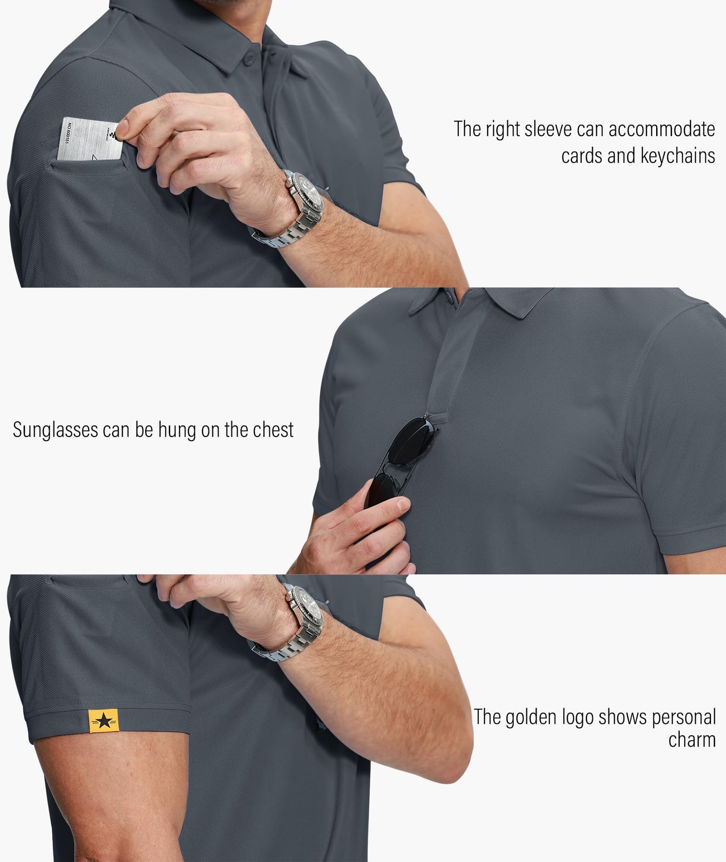 ZITY 5 Pack Mens Polo Shirt Short Sleeve Sports Golf Tennis T-Shirt Moisture-Wicking Summer Shirts