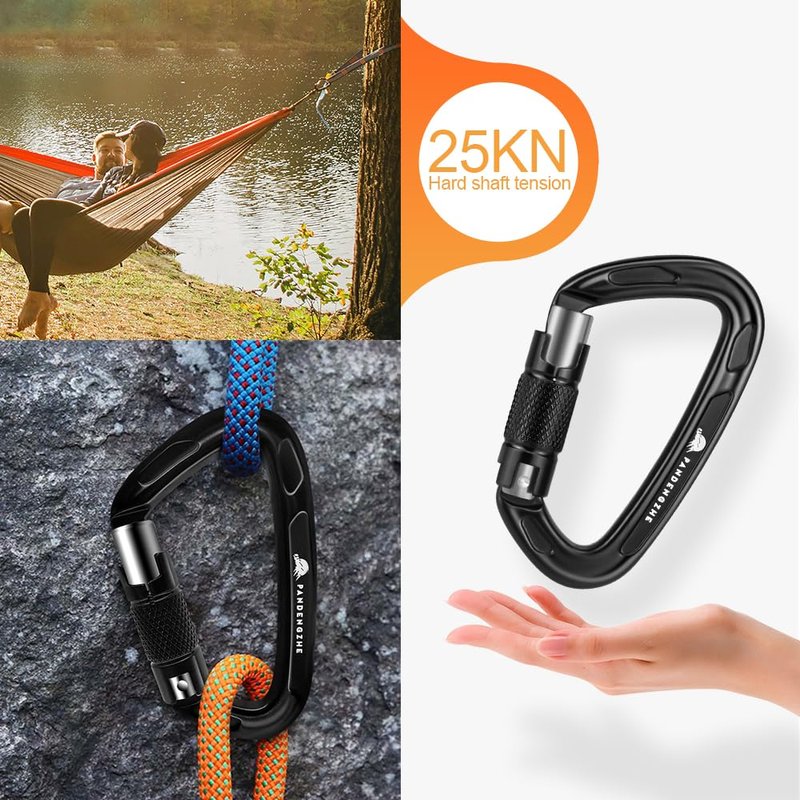 T-Fly Auto Locking Climbing Carabiner Clips 25KN (5620 lbs), Heavy Duty Carabinersfor Rock/Ice Climbing, Rappelling, Rescue, Hammocks 3.9" Large Size (3pack)