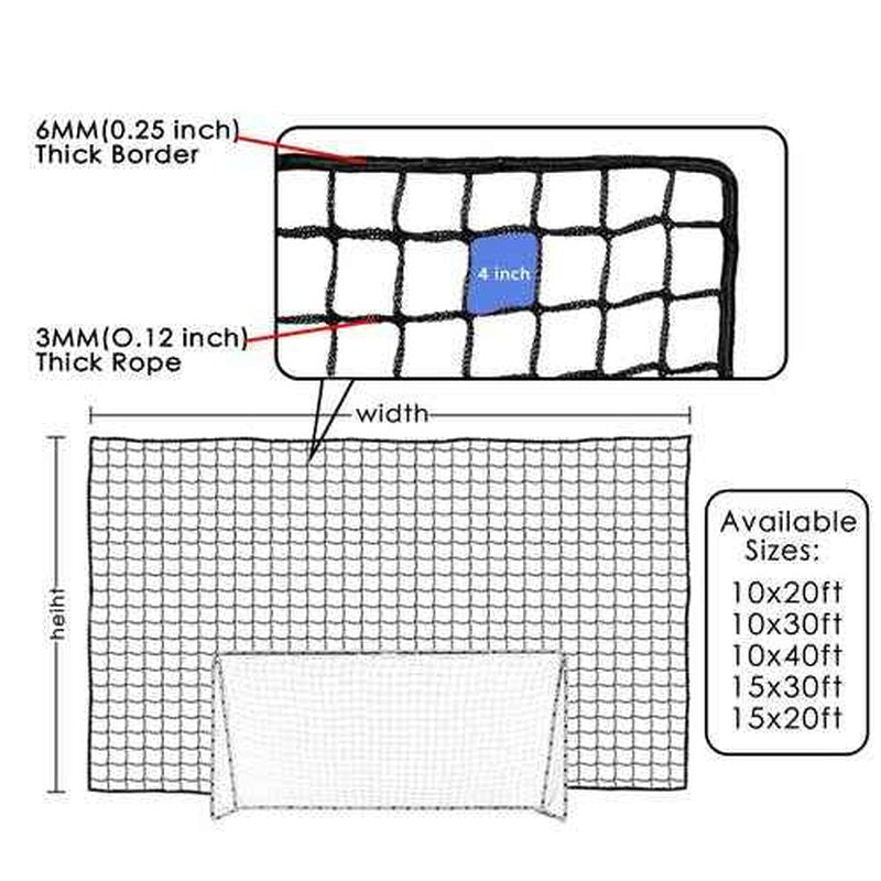 Amazgolf 15 X 20ft Soccer Backstop Net for Soccer Goal, High Impact Sports Practice Barrier Netting, Nylon Soccer Ball Hitting Netting (15 X 20ft)