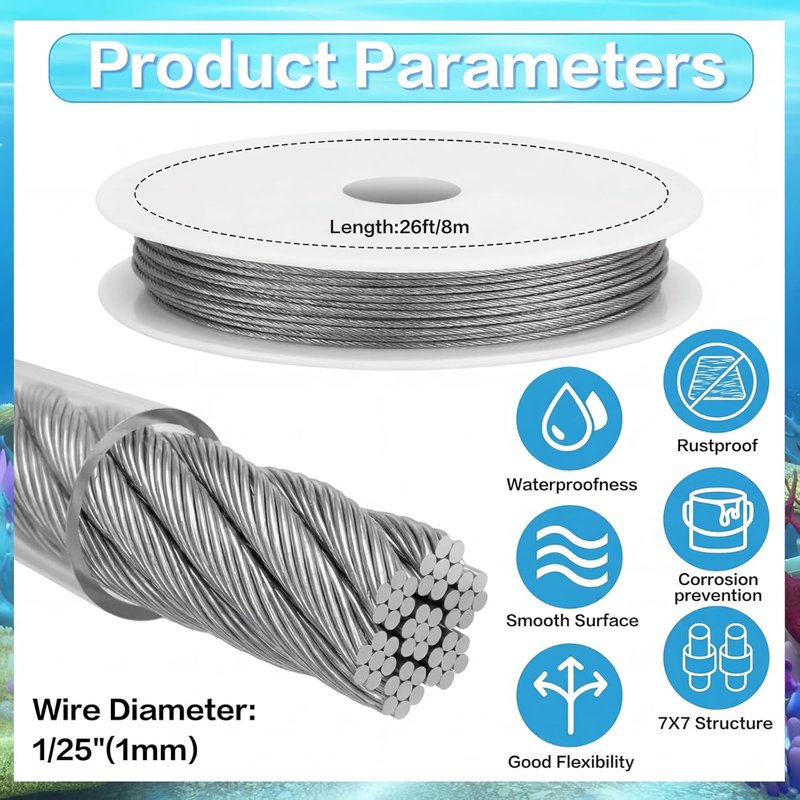 Stainless Steel Fishing Leader Wire - 26 ft 1.0mm 130lb with 60 Swivels & 140 Crimp Sleeves | Freshwater & Saltwater Gear