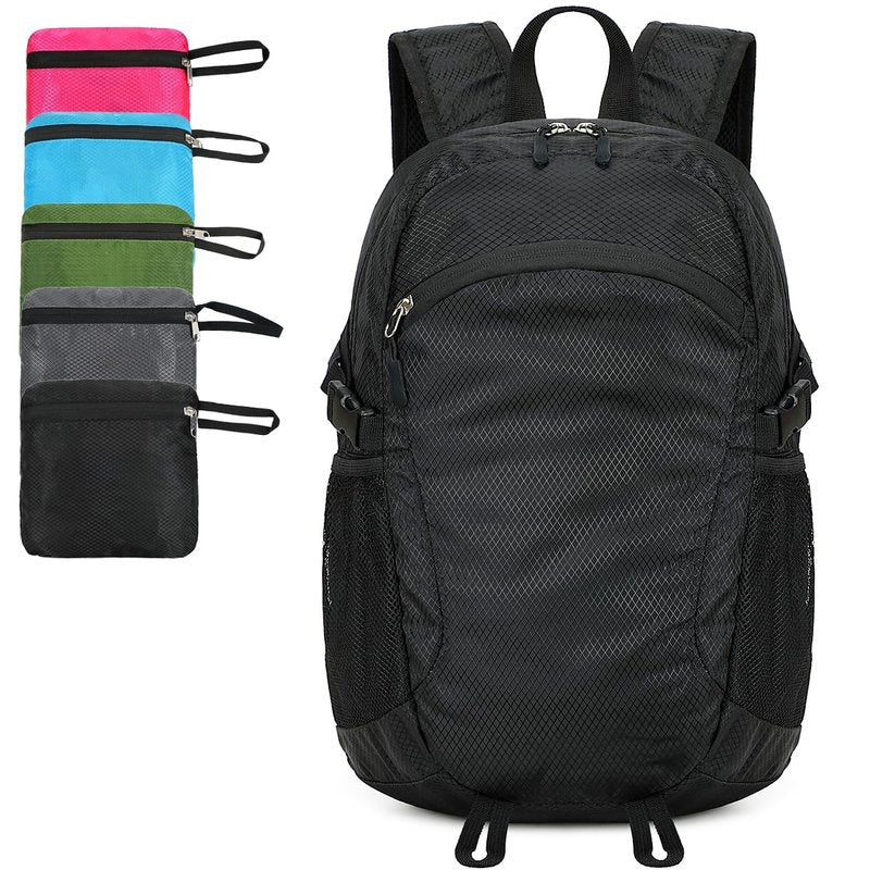 SFIUYDS Small Hiking Backpack Travel Lightweight Hiking Packable Daypack Water-Resistant Foldable Backpacks 15L for Travel Women Men Camping (Black)