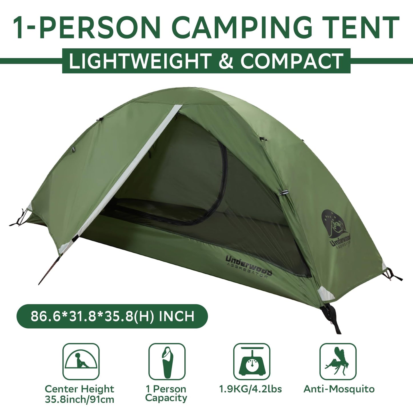 1-Person Backpacking Tent for Camping - Ultralight & Waterproof Outdoor Camping Tent One Person, Easy Set Up Compact Single Person Tent, Lightweight One Man Tents for Hiking by Underwood Aggregator