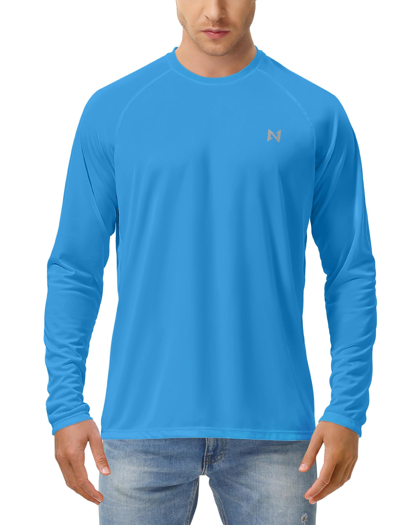 isnowood Sun Protection Shirts for Men, UPF 50+ Long Sleeve, UV Quick Dry Rash Guard Swim Shirt for Fishing Hiking Running
