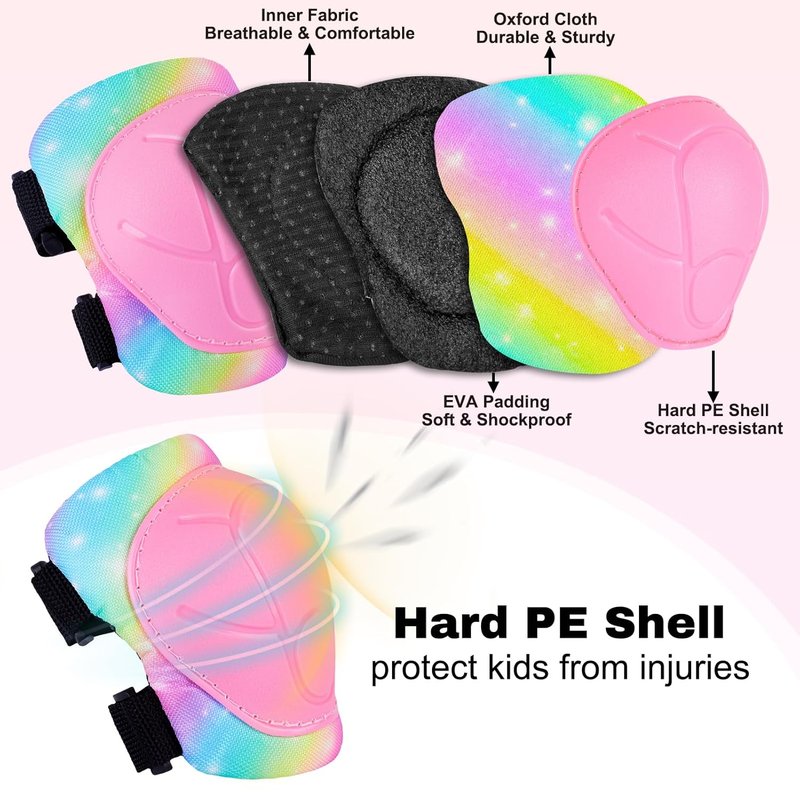 Kids Knee and Elbow Pads Set - Adjustable Protective Gear for Inline Skating, Biking & Scooters | Perfect for Girls & Boys
