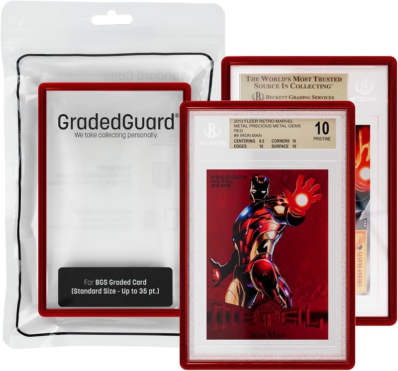 GradedGuard BGS Card Slab Protector - Translucent Vibrant Frame | Drop & Scratch Proof Holder for Standard Size Sports TCG Cards (Ruby)