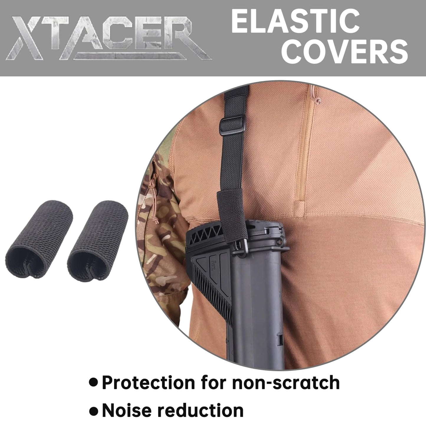 XTACER 2 Point Traditional Sling, Two Point Adjust Rifle Sling with US Flag Patch, Swivel, Soft Shoulder Pad (Black, L)