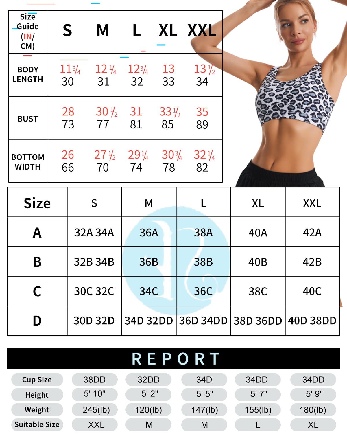 RUNNING GIRL High Impact Sports Bras for Women,Racerback Running Bra Workout Crop Tank Tops Longline Sports Bra Push up(WX2667 White Leopard S)