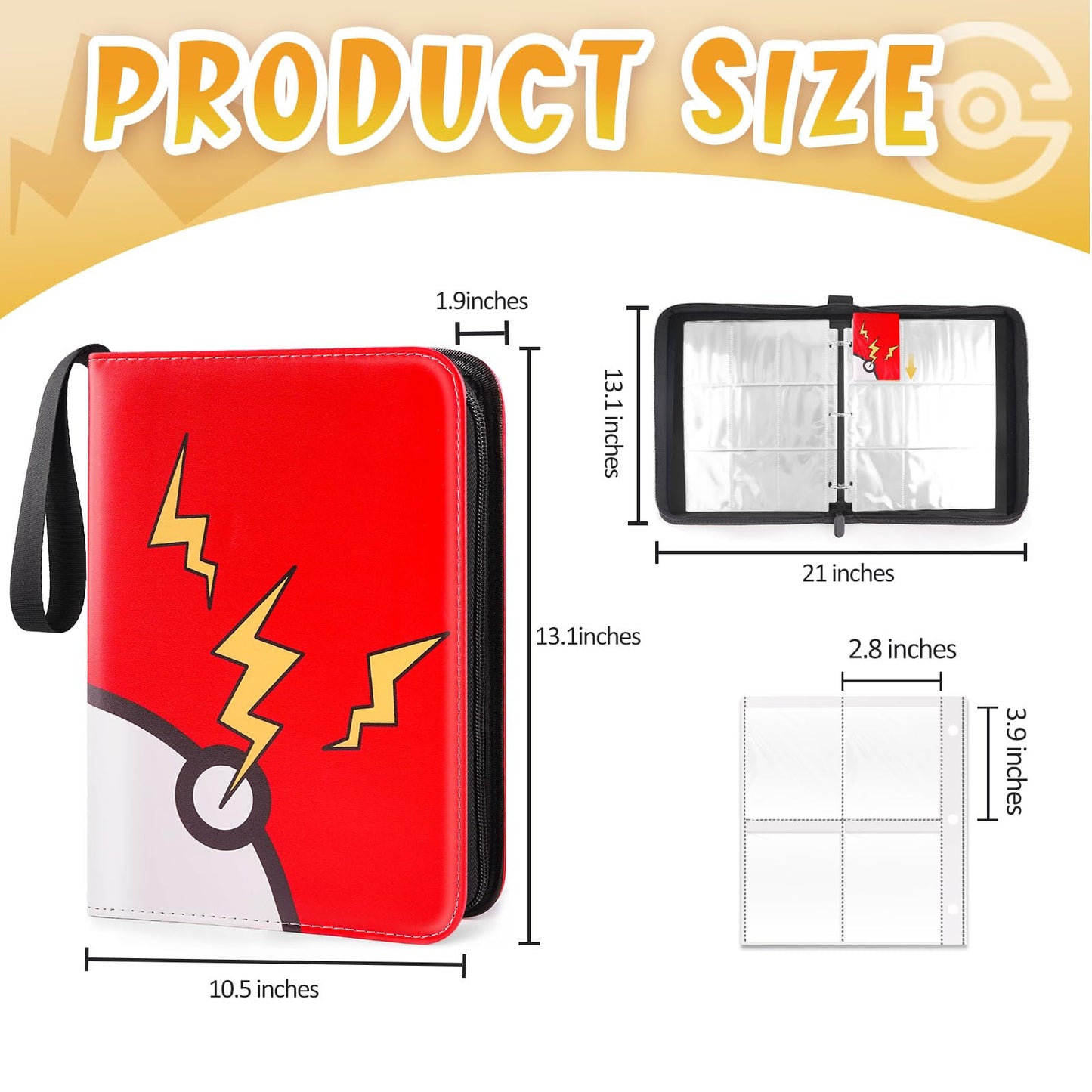 GOROMA Card Binder 9-Pockets, 900 Pockets Card Holder with 50 Removable Sleeves, Trading Card Collector Zipper Album Holder, Dark Red