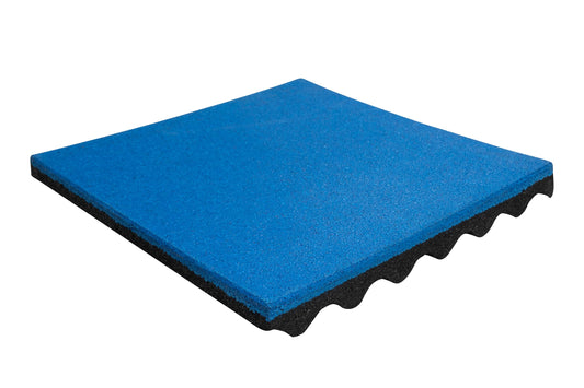 Playsafer Rubber Safety Tiles for Play Areas, Gyms, 2" Thick, 20" x 20" (Blue, 10 Tiles)