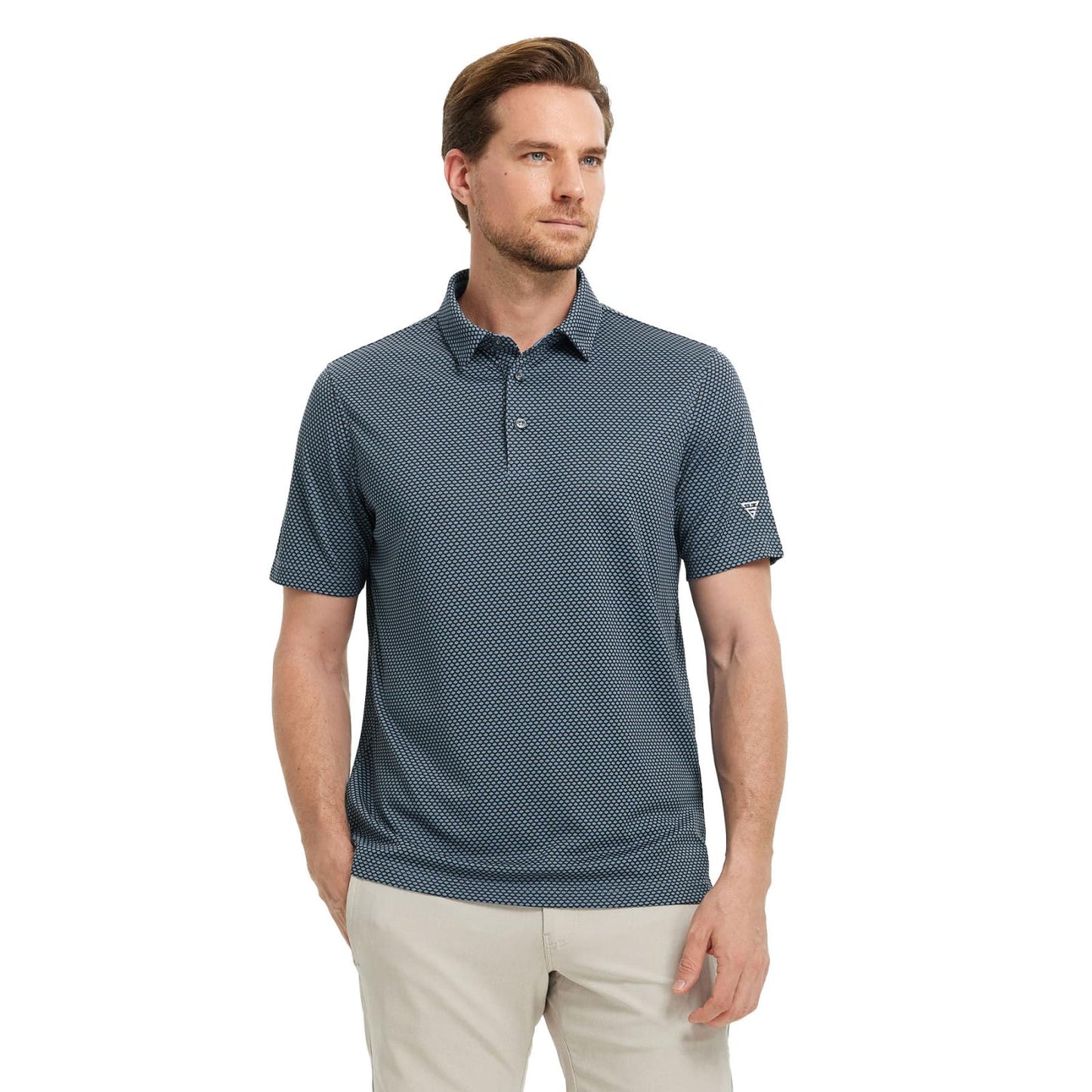 M MAELREG Mens Golf Shirts Moisture Wicking Performance Business Casual Collared Golf Shirts for Men Dry Fit Black/Blue