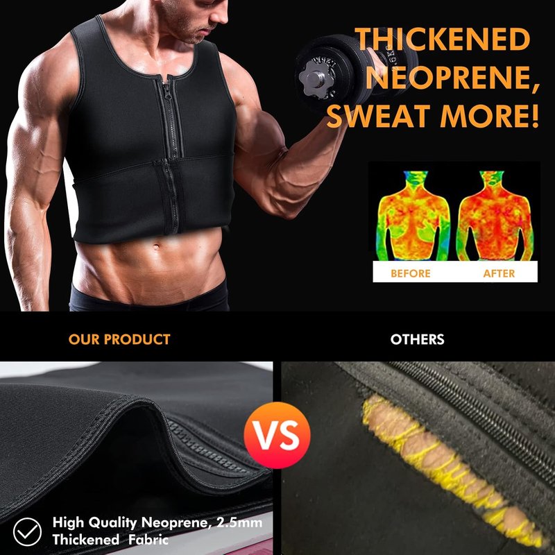 Sauna Vest Waist Trainer for Men - Double Sweat Belt Body Shaper for Gym Workouts | Fitness Apparel