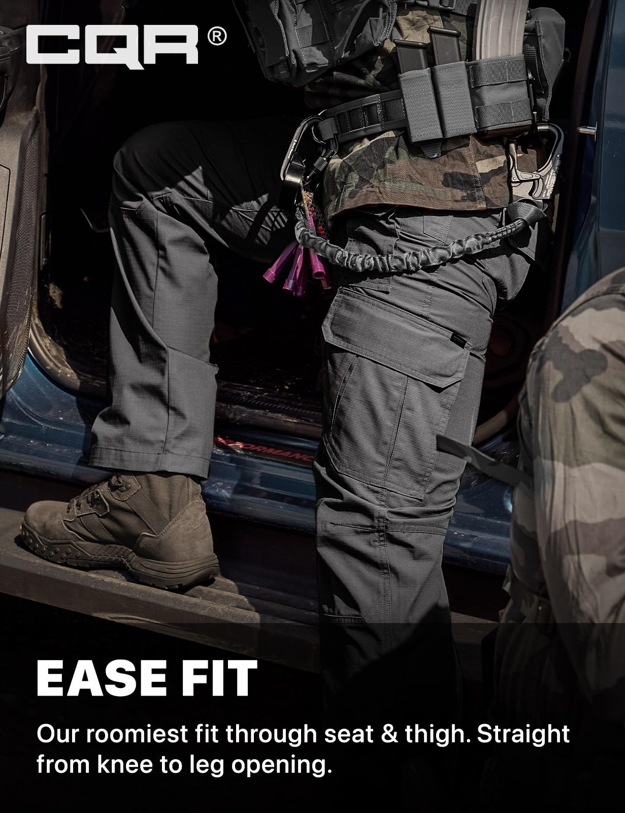 CQR Men's Tactical Pants, Water Resistant Ripstop Cargo Pants, Lightweight EDC Work Hiking Pants, Outdoor Apparel, Duratex Mag Pocket Charcoal, 42W x 30L