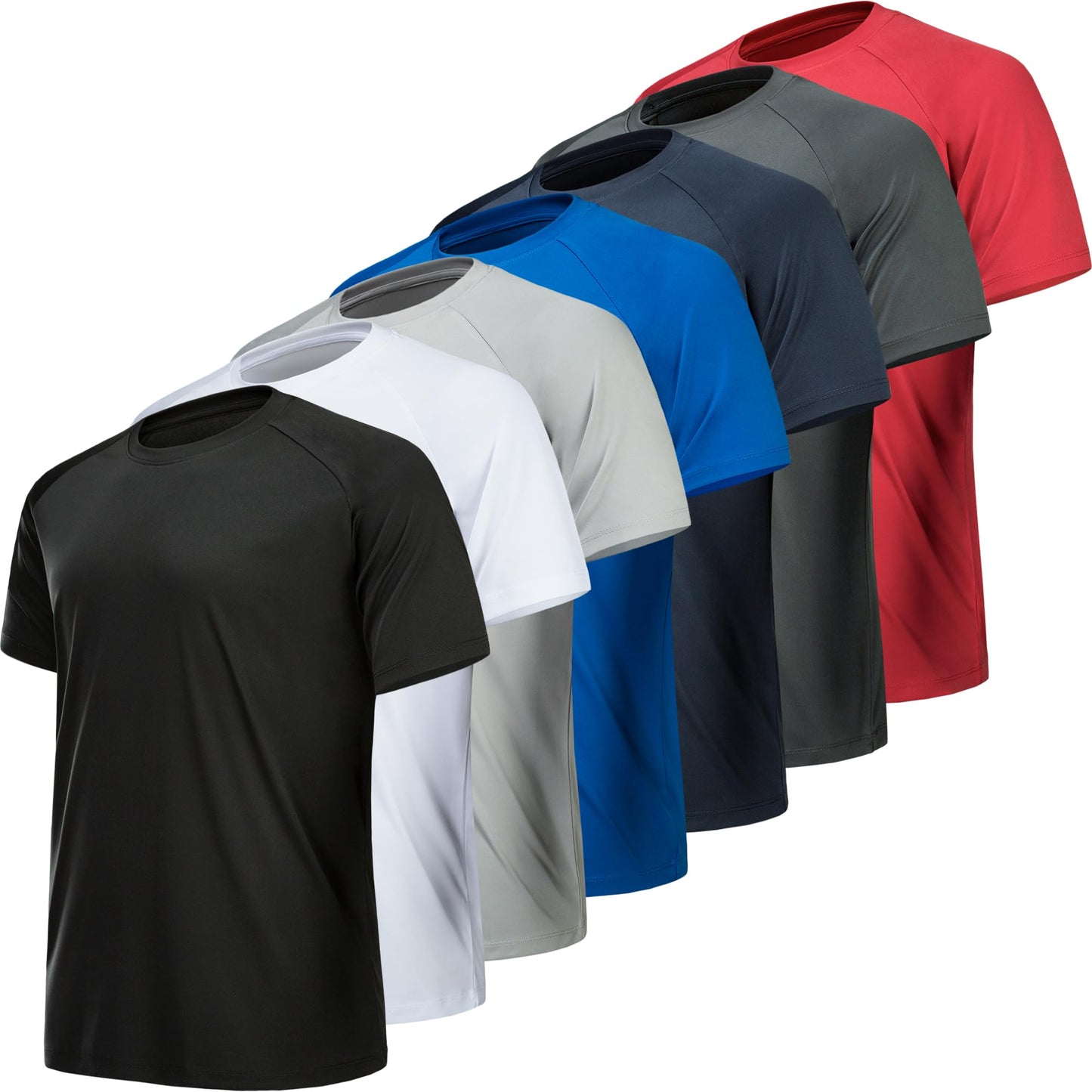 MLYENX 7 Pack Workout Shirts for Men Quick Dry Moisture Wicking Mens Gym Shirts Athletic T-Shirts