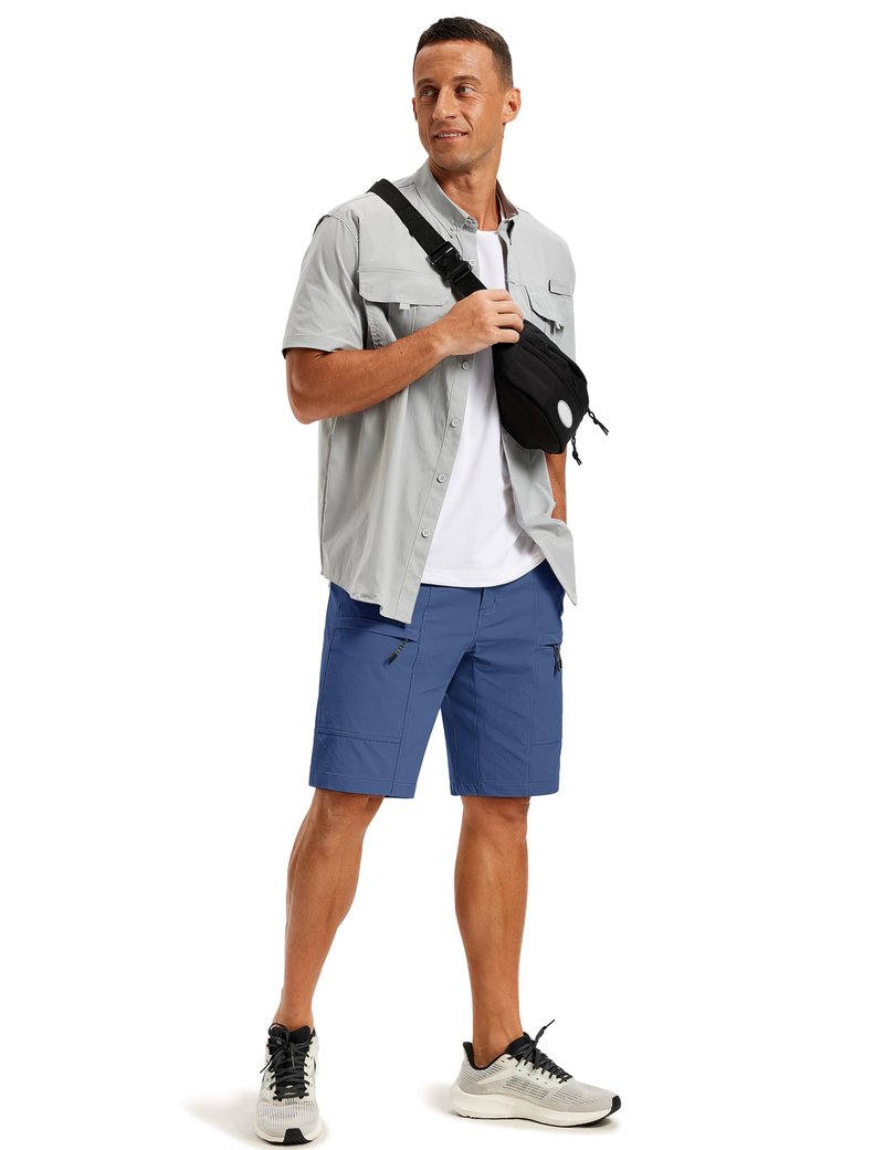 TACVASEN Men's Hiking Shorts 10" Dry Fit Lightweight Waterproof Shorts Casual Outdoor Golf with 5 Pockets Summer Blue Grey 40