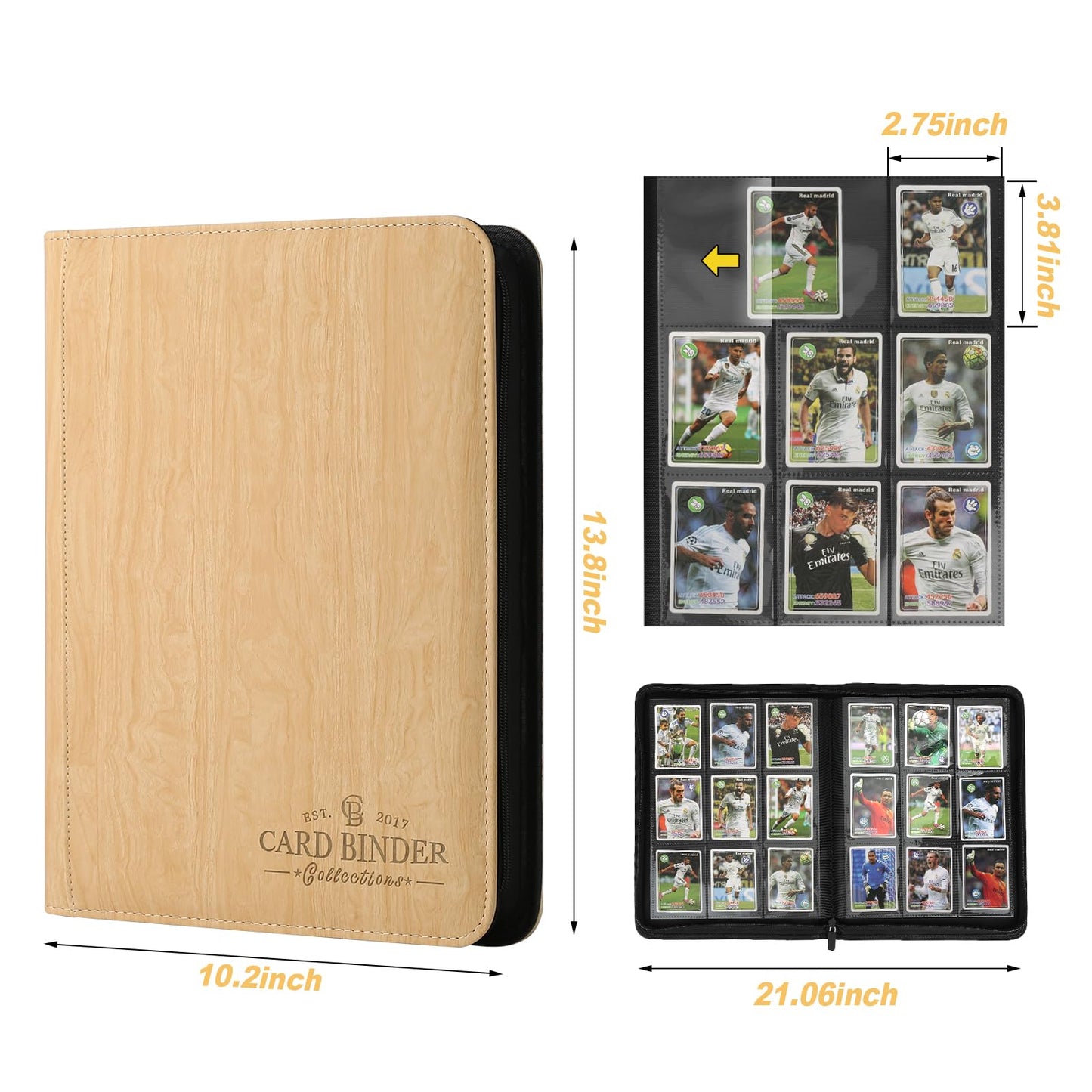 Foalgo 9 Pocket Card Binder, Premium Zip Trading Card Binder, 540 Double Sided Pocket PU Collection Binder, Collector Album, Card Folder for MTG, TCG, Sports Cards