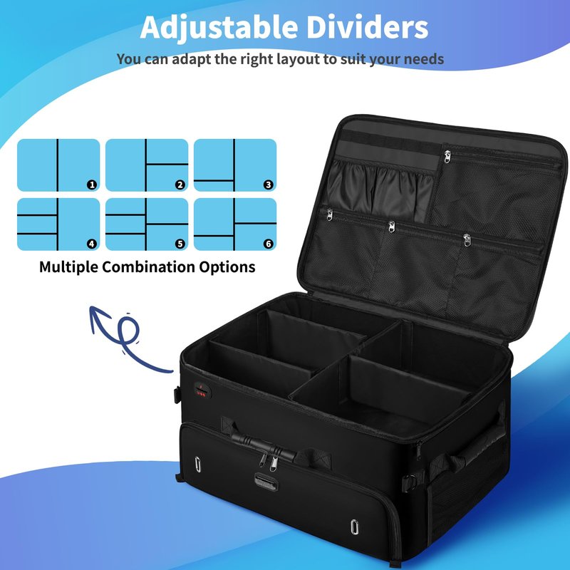 Mogplof Extra Large 2 Layer Golf Trunk Organizer, Golf Gifts for Men Golfers, 20"x 14"x 10" Water-resistant Car Durable Golf Organizer for 2 Pair Shoes, Balls, Tees, Clothes, Gloves, Accessories
