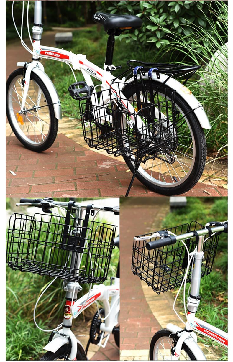 Takelablaze Bike Basket Front/Rear Folding Bike Front Basket Bicycle Wire Basket with Handles Quick Release Design Metal Bike Basket Easy Install to Front Handlebar or Rear Rack