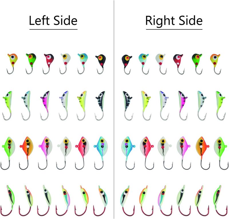 BASSDASH Ice Fishing Lure Kit - Glowing Paint Jigs for Crappie, Sunfish, Perch & Walleye | Includes Tackle Box