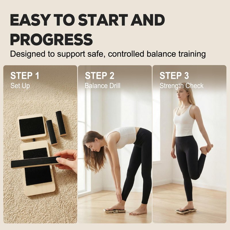Single Leg Balance Board Wooden Foot Strengthener Trainer for Sprained Ankle and Achilles Tendon, Stability Training Plantar Fasciitis Relief, Stronger Ankles & Better Balance in 10 Minutes Daily