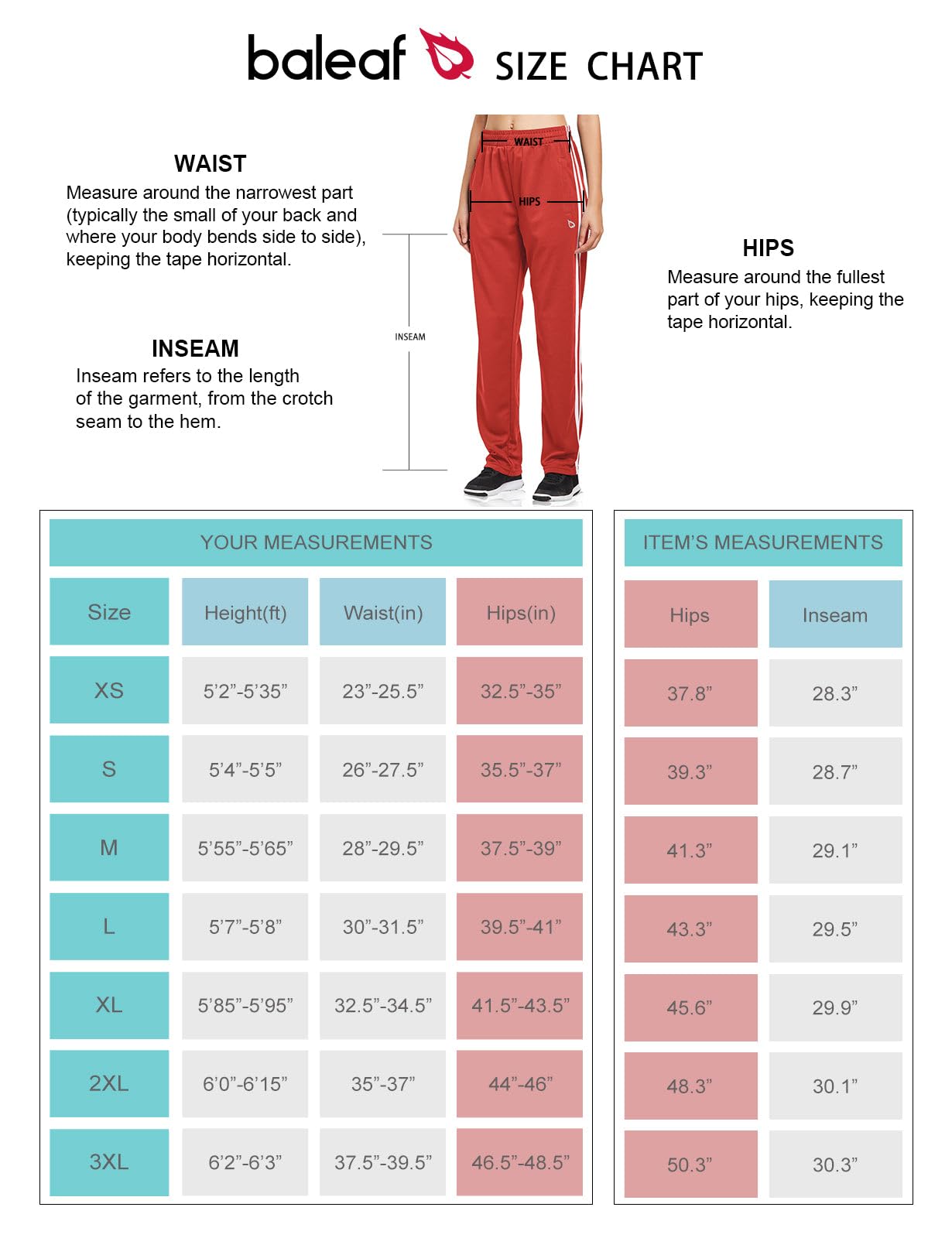 baleaf Women's Track Pants Athletic Jogging Sweatpants Zipper Pockets Warm-Up Sports Running Pants Red/White Size M