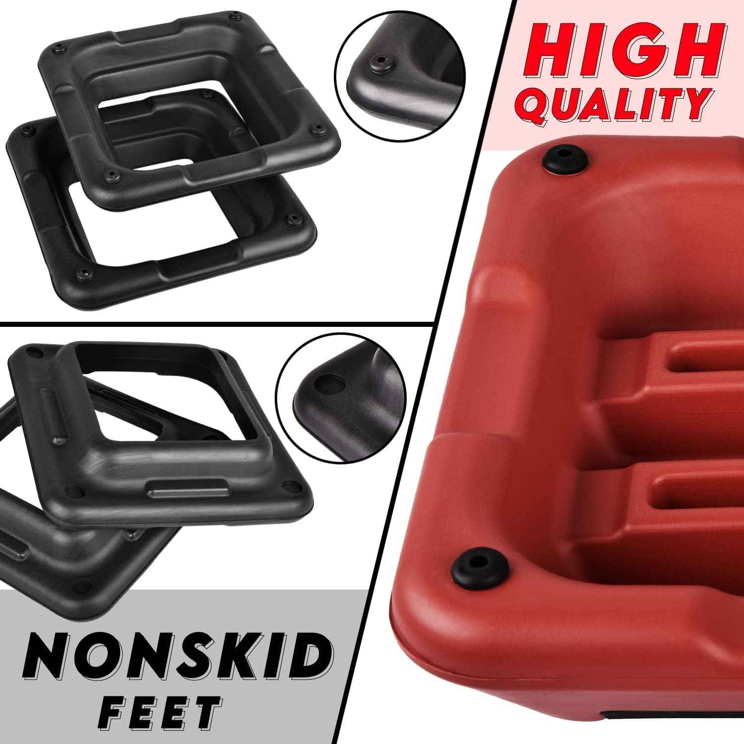 Yes4All 16"x16" Height-Adjustable High Step Aerobic Platform with 4 Risers for Home Gym Exercise Fitness Workout, Cardio and Jumping (Red Black)