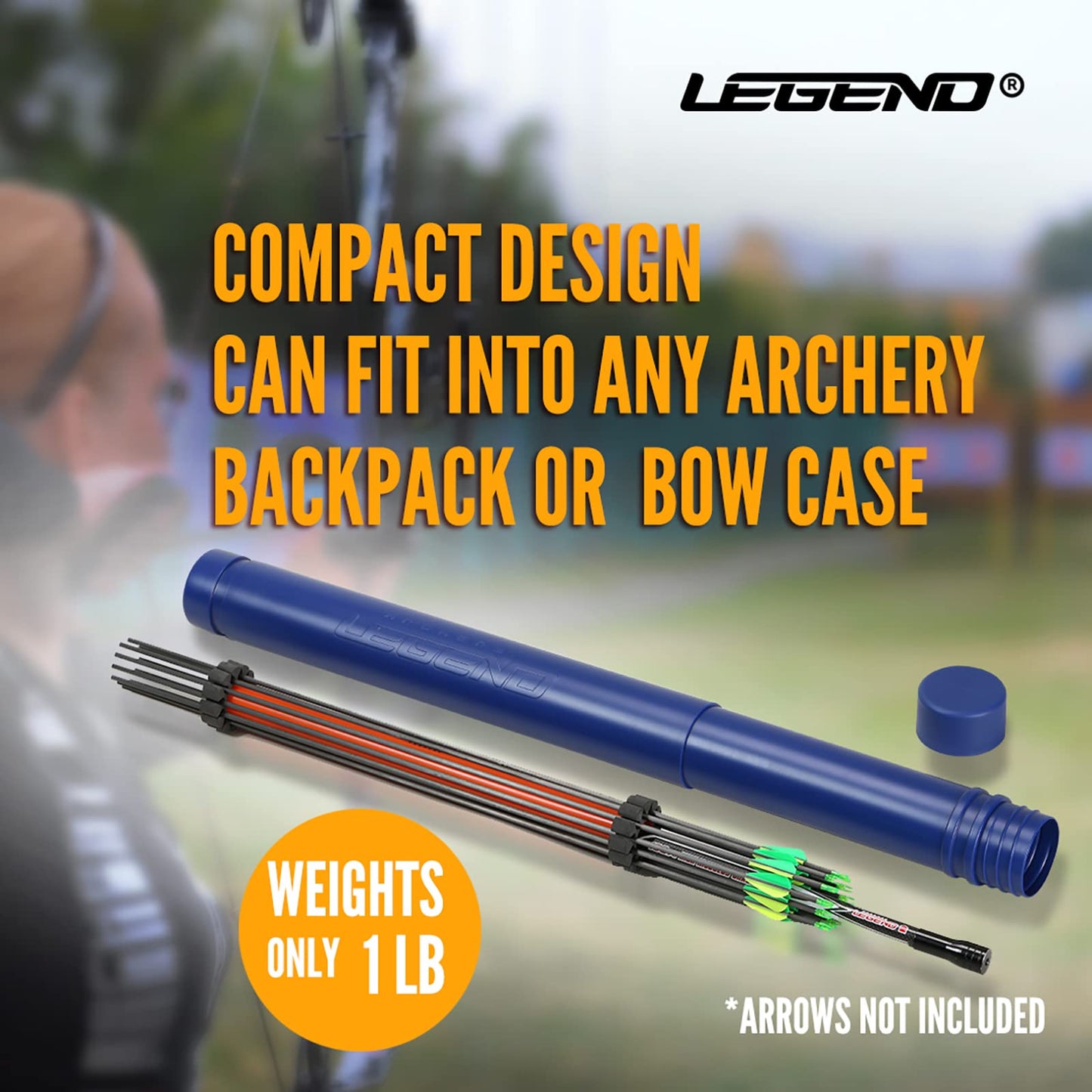 Legend Arrow Tube Case - Adjustable Arrow Holder for Hunting, Target Shooting - Adjustable & Extendable By Design - Protective EVA Foam Arrow Separators Included Archery Storage for 12 Carbon Arrows