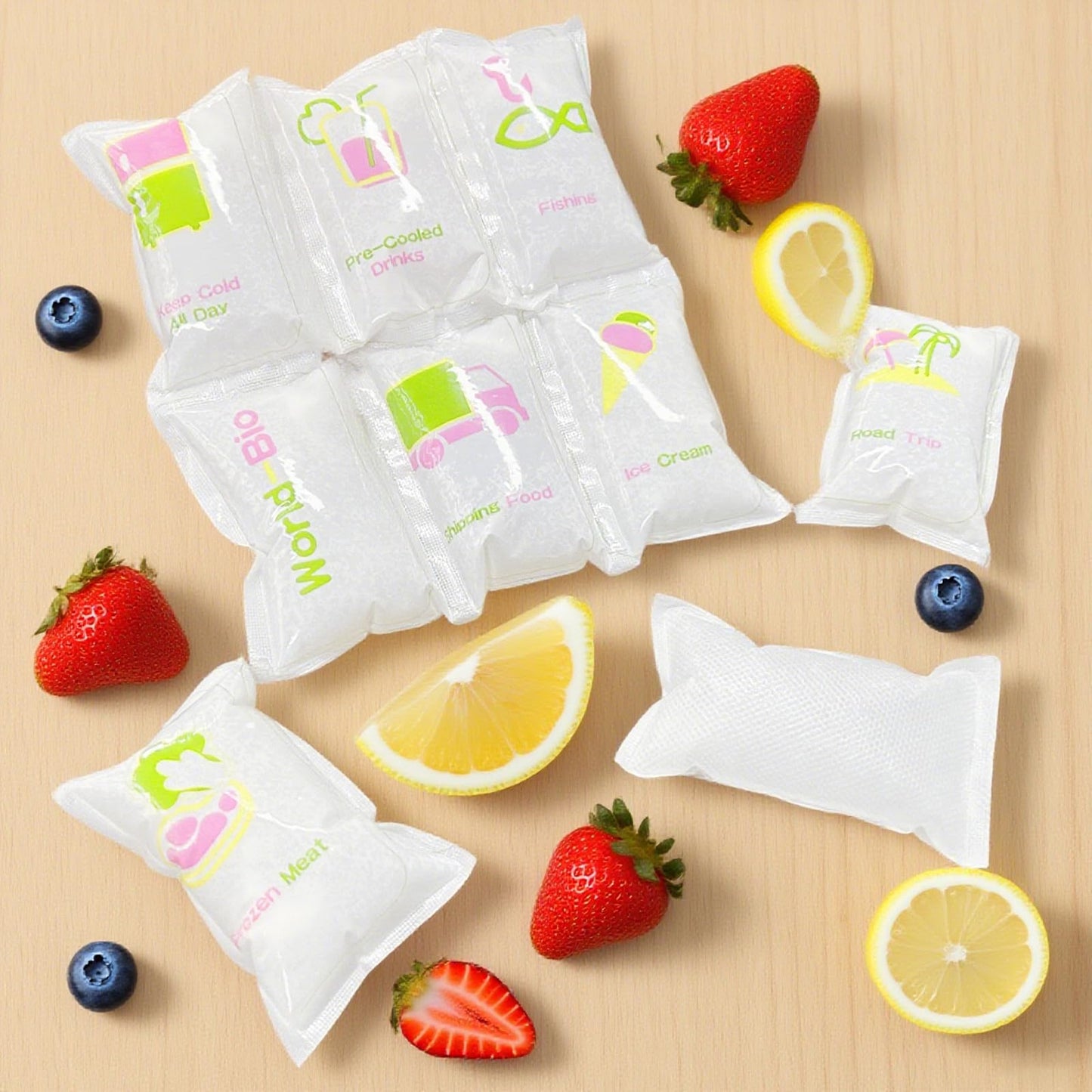 WORLD-BIO Dry Ice Packs for Shipping & Coolers, Shipping Ice Sheets for Coolers Reusable, Long Lasting Dry Ice for Shipping Food, Keep Food Drink Cold,17'' X 9.3'' 192 Cells