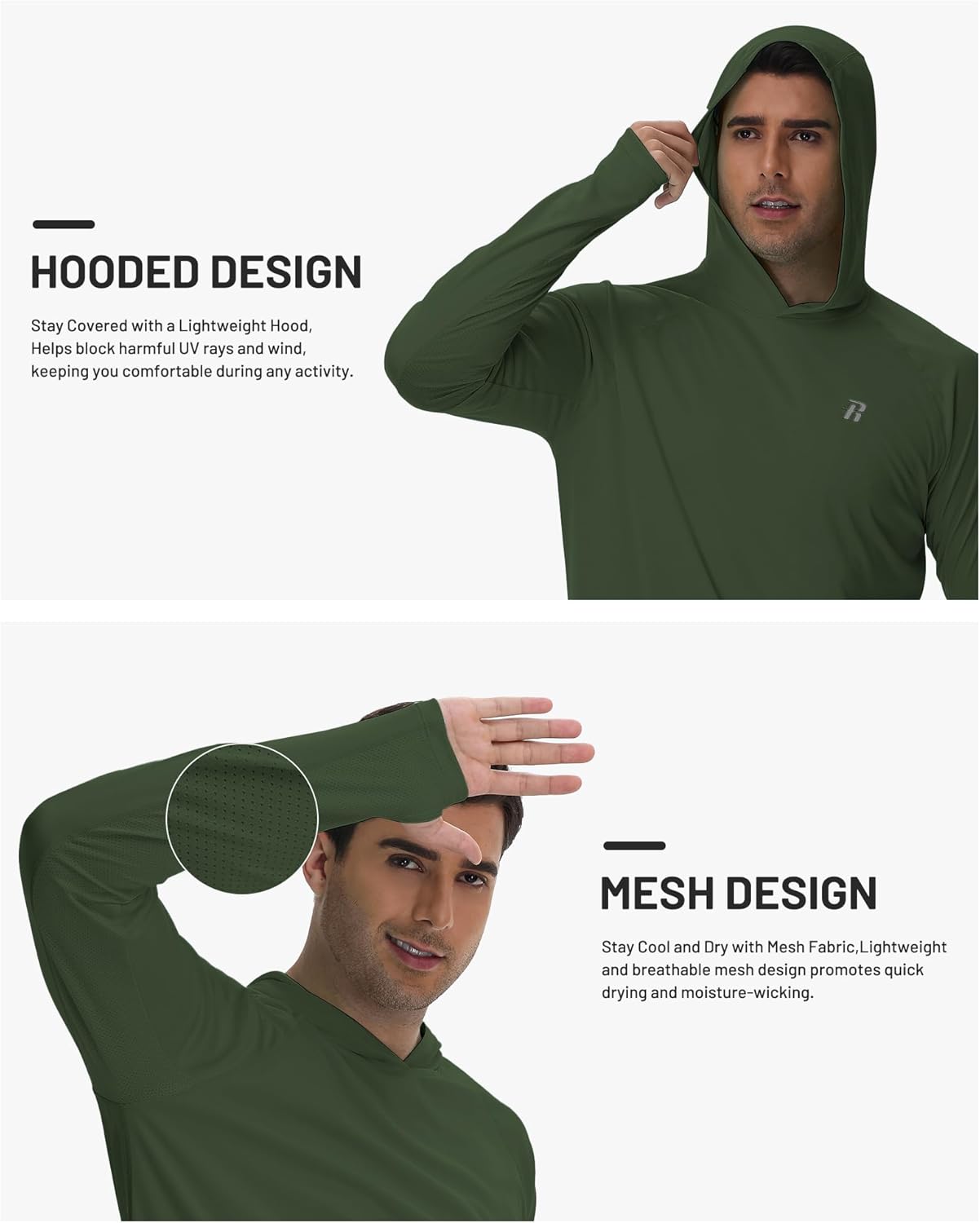 Runhit UPF 50+ Fishing Shirt for Men - Lightweight Long Sleeve Sun Protection Hoodie | Ideal for Outdoor Activities